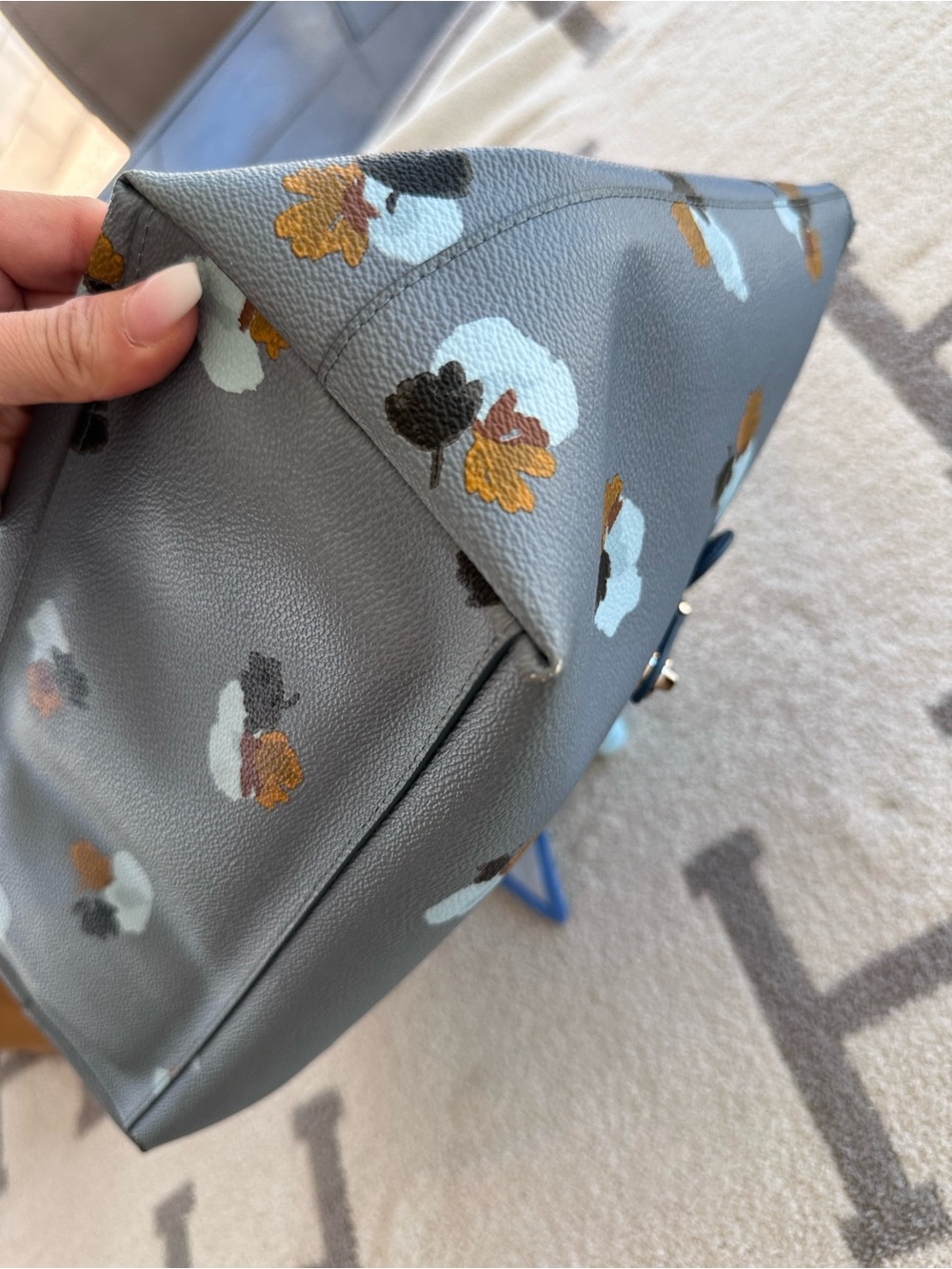 Coach Floral Print Leather Tote Bag in Light Blue 2016 Coach Taylor tote - Picture 6 of 16